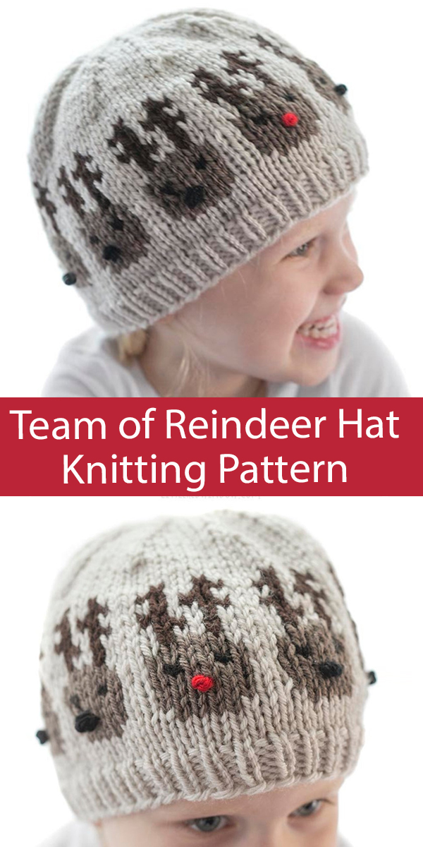 Baby Hat Knitting Pattern Team of Reindeer Hat