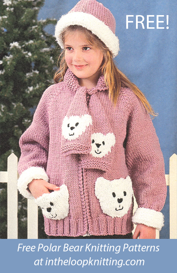Free Child's Jacket Knitting Pattern Polar Bear Hat and Cardigan