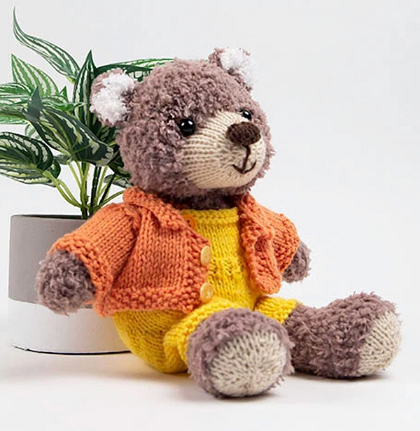 Free Knitting Pattern for Teddy Bear with Jacket and Romper