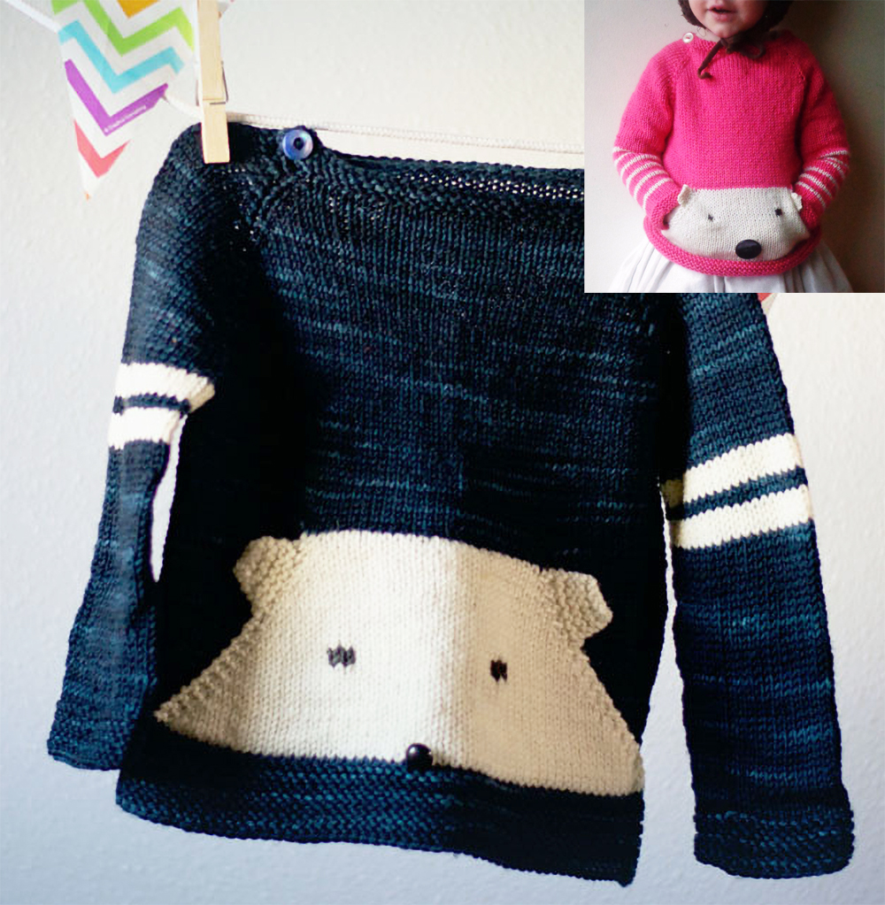 Free Teddy Sweater Kangaroo Pocket Sweater  Knitting Pattern