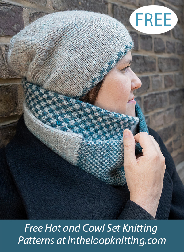 Free Checkerboard Hat and Cowl Knitting Pattern