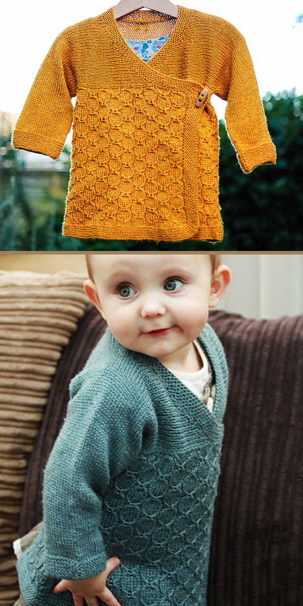Knitting Pattern for Temari Baby Wrap Jacket Sizes 3 months to 24 months