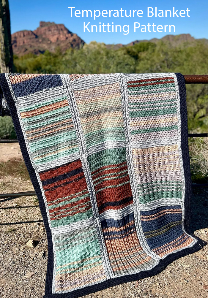 Temperature Sampler Blocks Blanket Knitting Pattern Great Stashbuster
