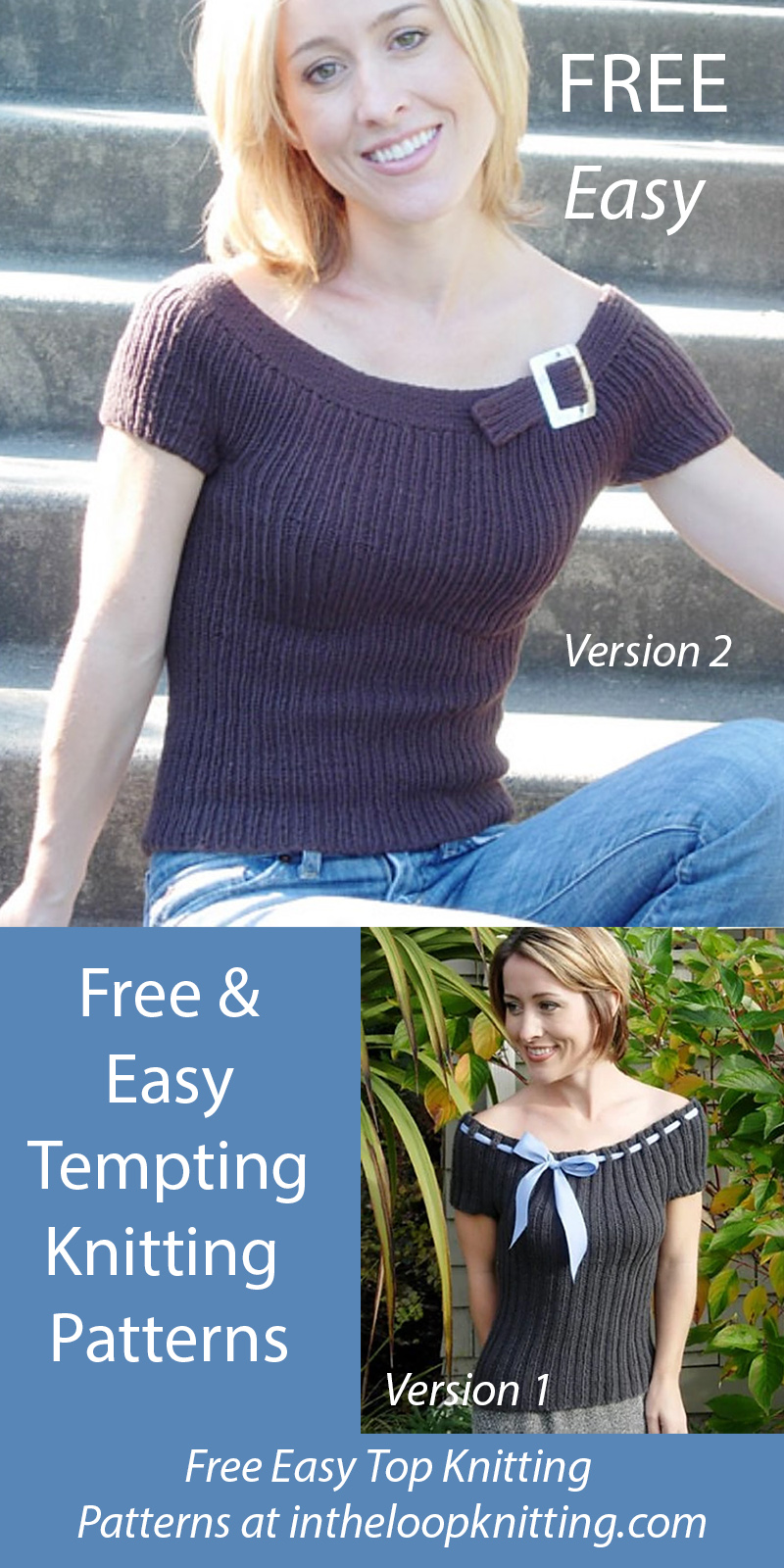 Free knitting pattern for Tempting top easy beginner pattern