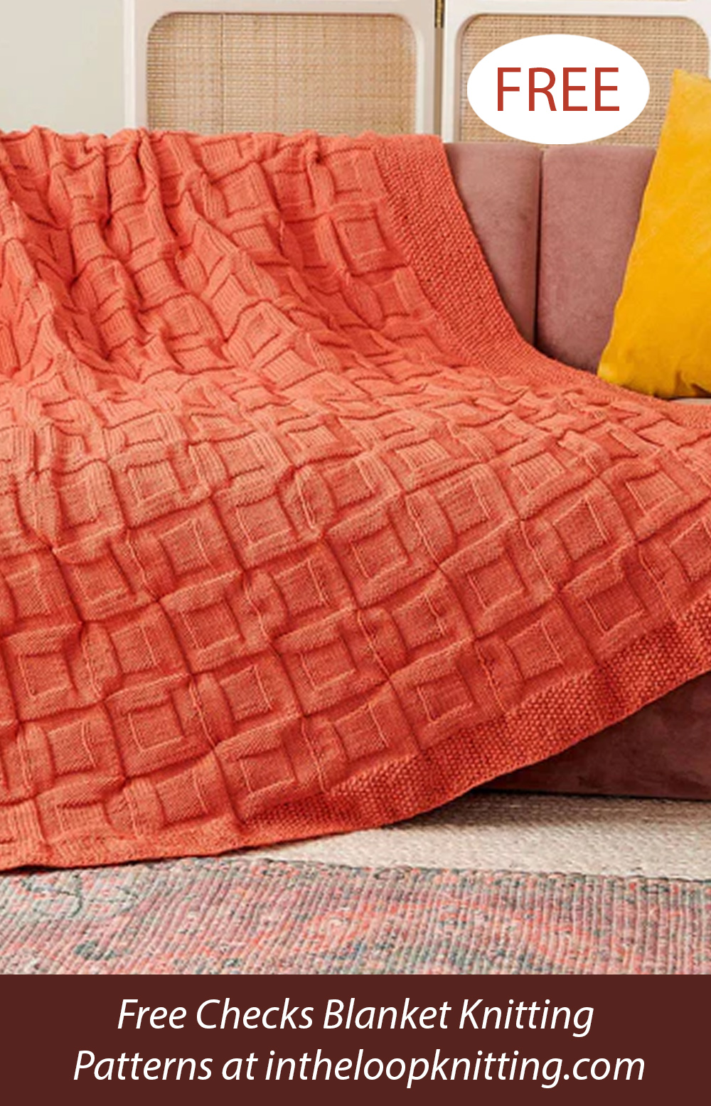 Free Textured Checks Blanket Knitting Pattern