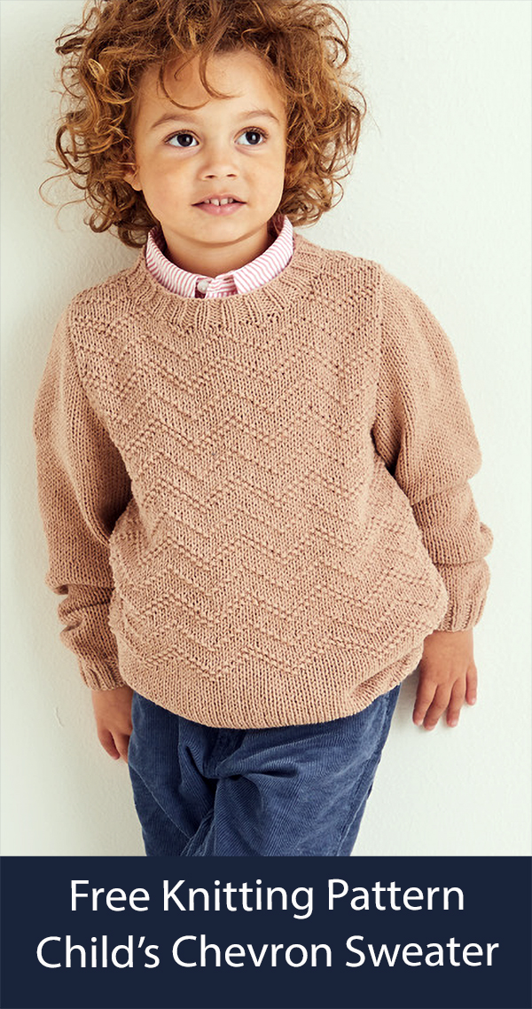 Free Child's Sweater Knitting Pattern Textured Chevron Jumper 2550