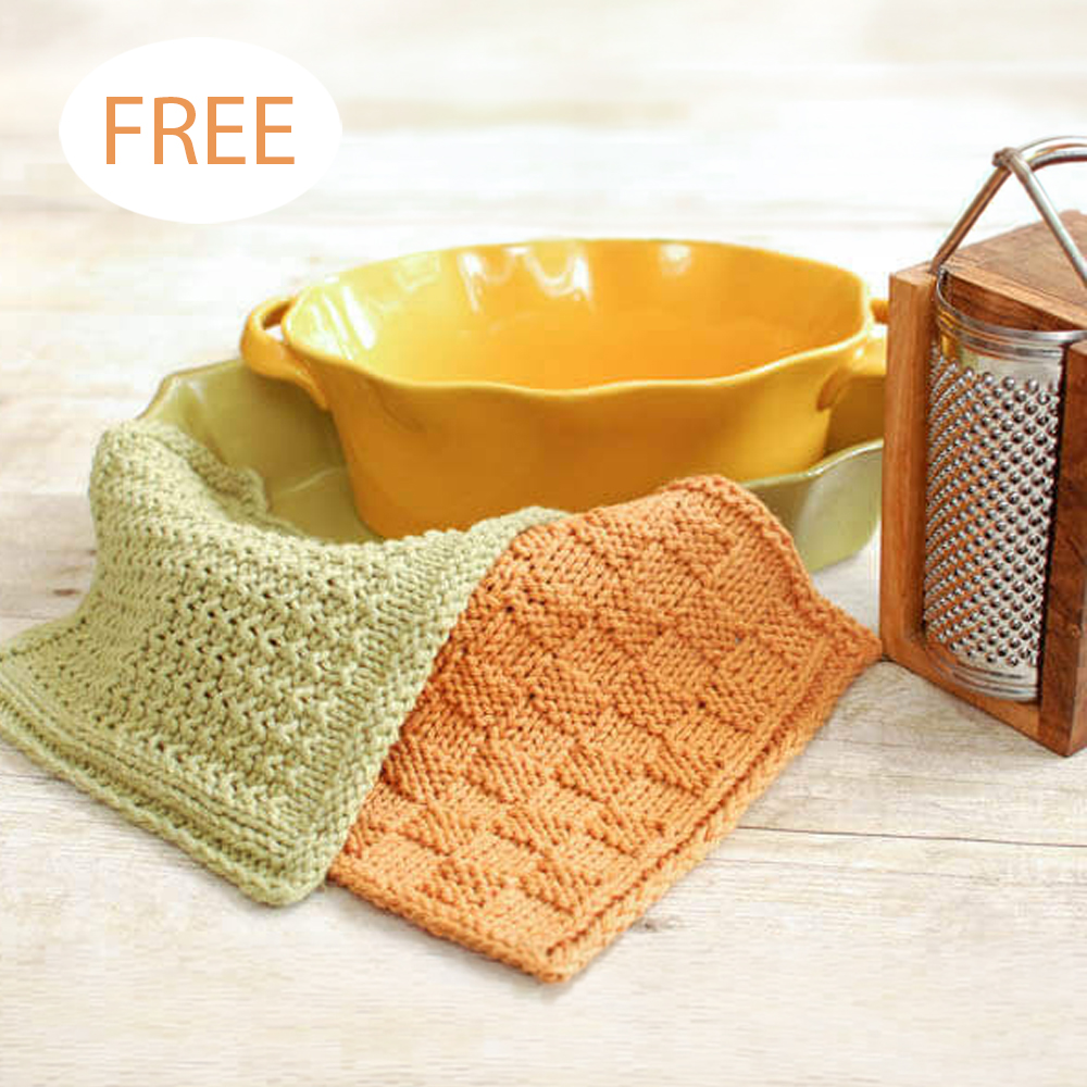 Free Textured Dishcloth and Basket Weave Dishcloth Knitting Pattern 