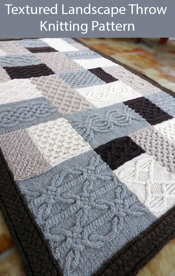 Knitting Pattern for Textured Landscape Throw Sampler Blanket