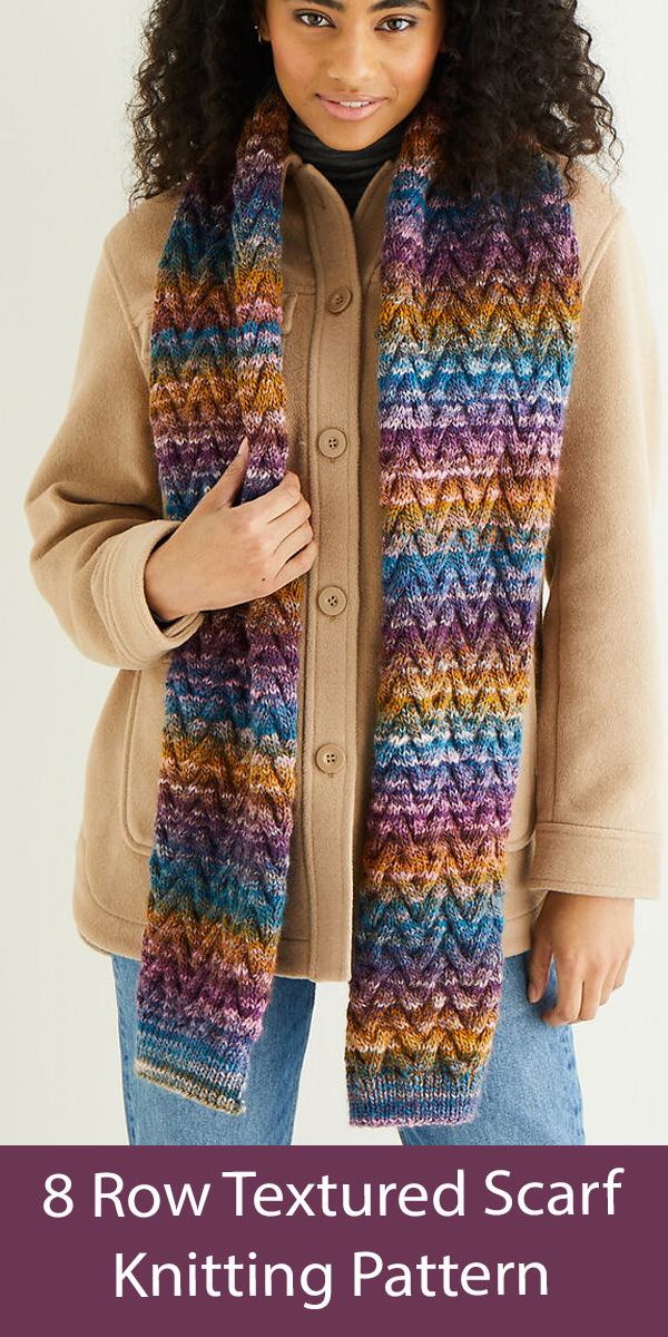 Scarf Knitting Pattern Textured Scarf 10347 8 Row Cable