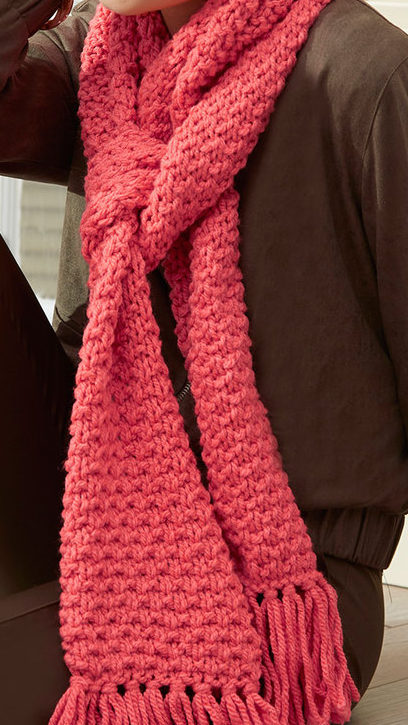 Free Knitting Pattern for Easy 4 Row Repeat Textured Scarf
