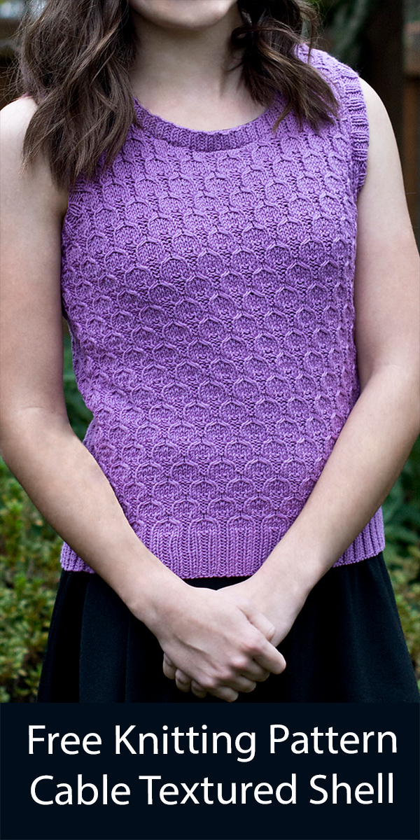 Free Top Knitting Pattern Cabled Textured Sleeveless Shell