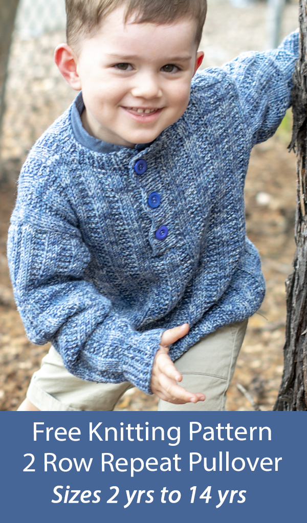 Free Sweater Knitting Pattern 2 Row Textured Stripe Pullover for Children