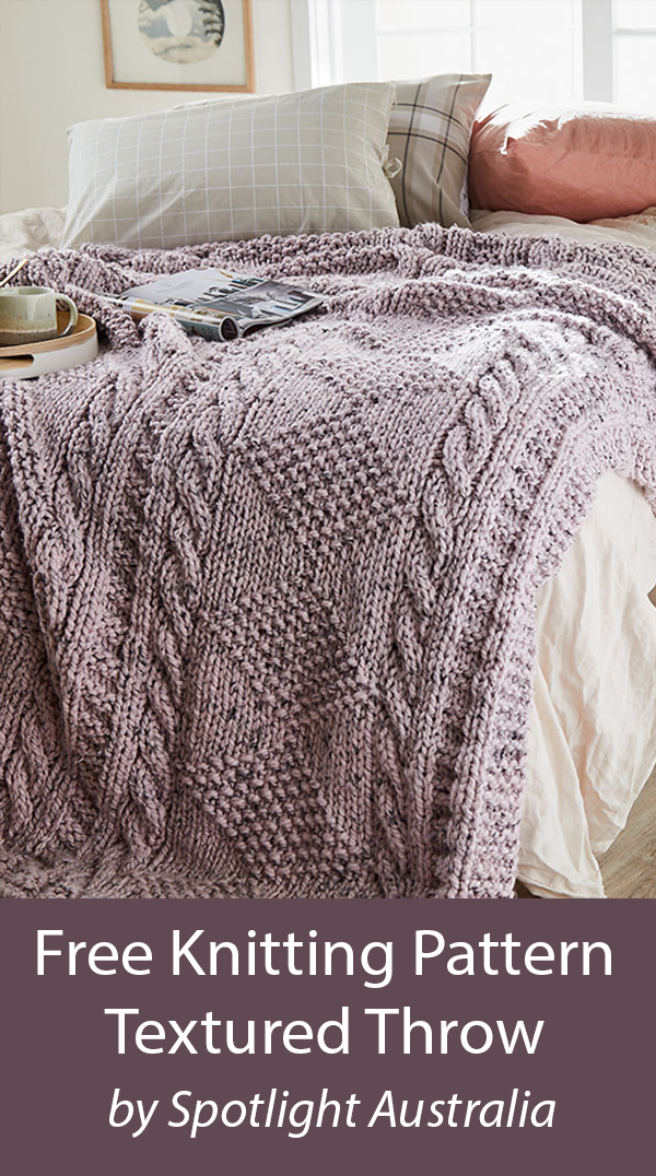 Free Blanket Knitting Pattern Textured Throw