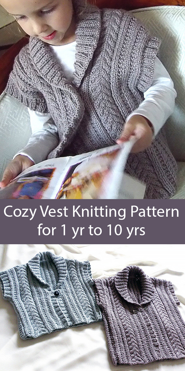 Knitting Pattern for Shawl Collared Vest for Babies and Children