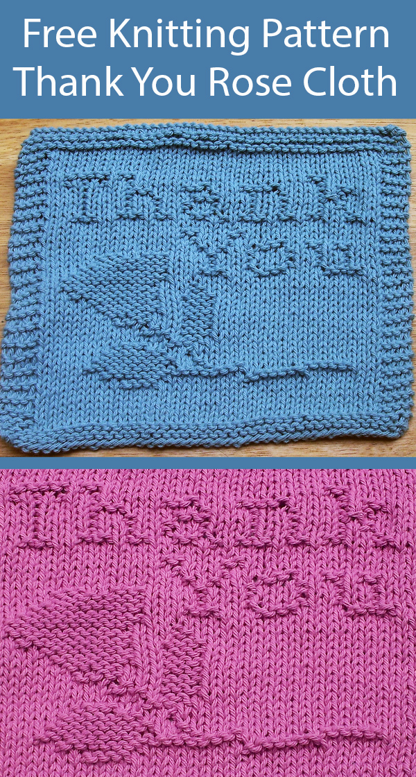 Free Knitting Pattern Thank You Rose Dishcloth