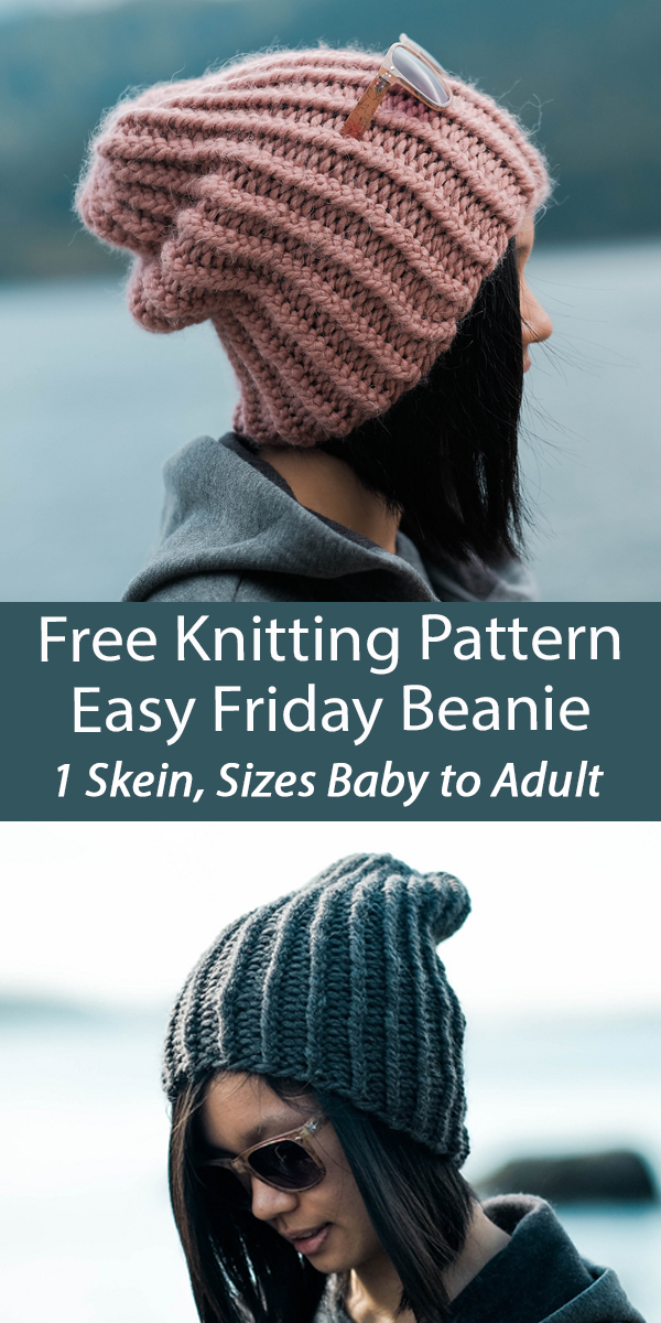 Free Hat Knitting Pattern Easy Friday Beanie Hat