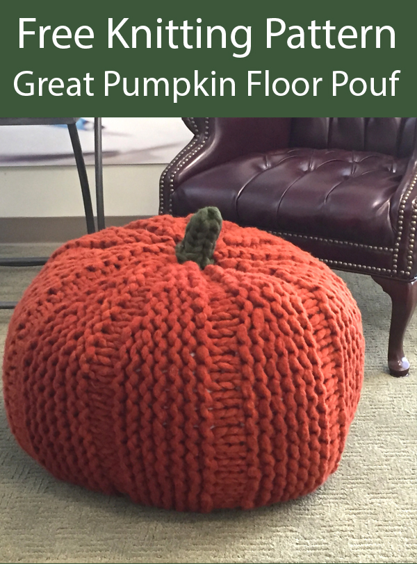 Free Knitting Pattern for The Great Pumpkin Floor Pouf