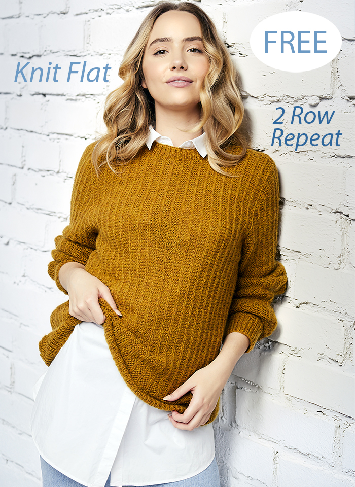Free OThe Wind Cries Merino Unisex Jumper Knitting Pattern 2 Row Repeat