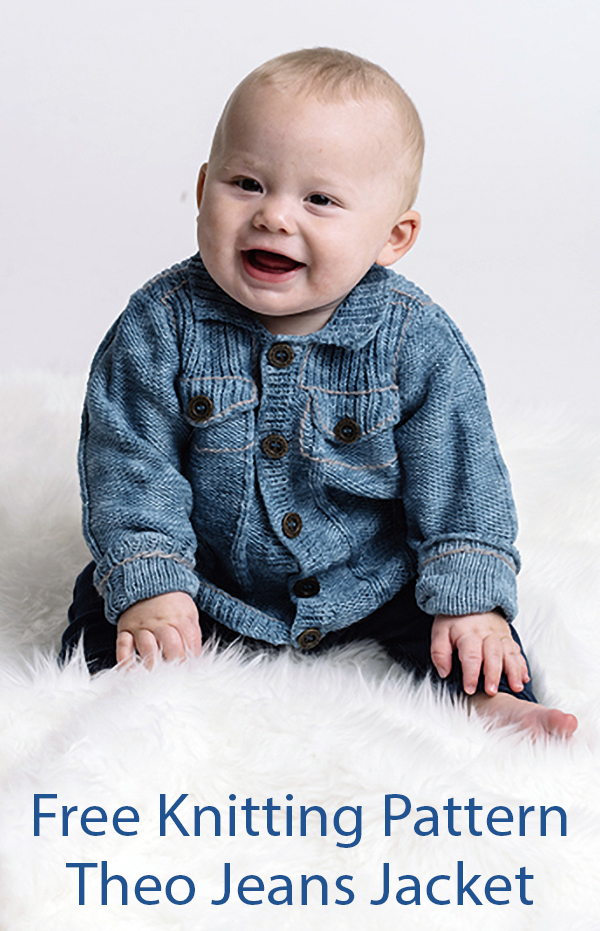 Theo Jeans Jacket Free Knitting Pattern Toddler and ChildSizes