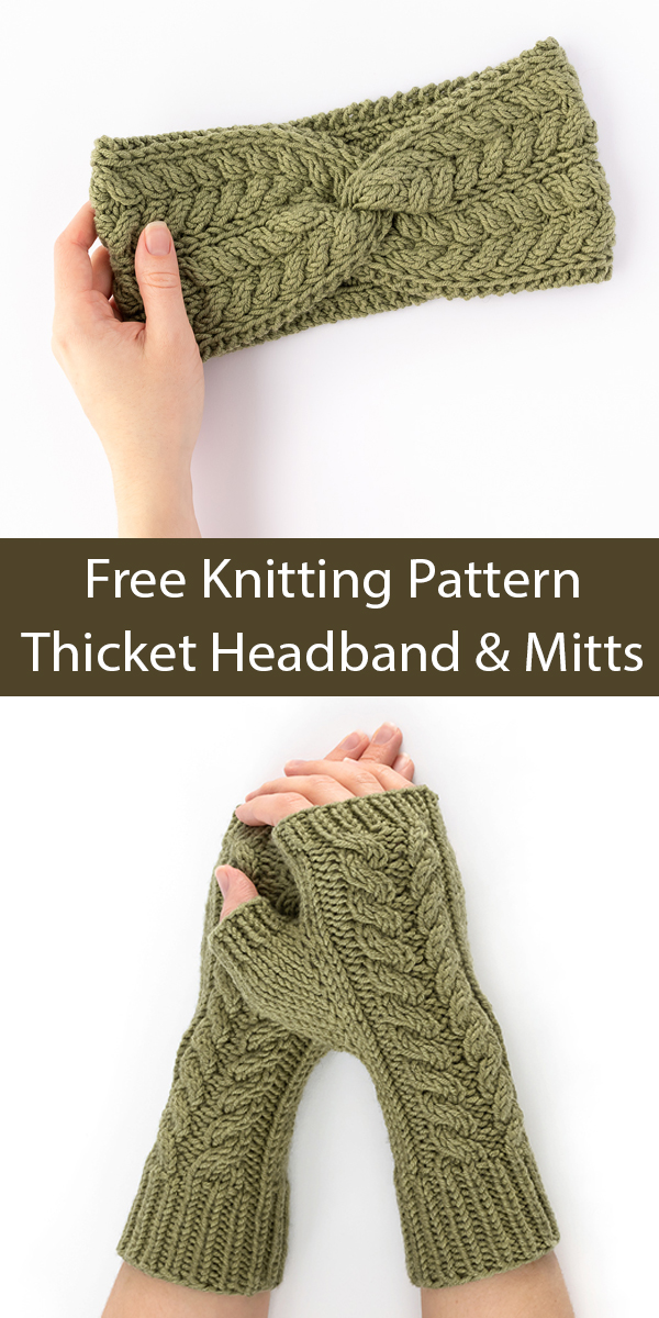 Thicket Headband and Mitts Free Knitting Pattern 