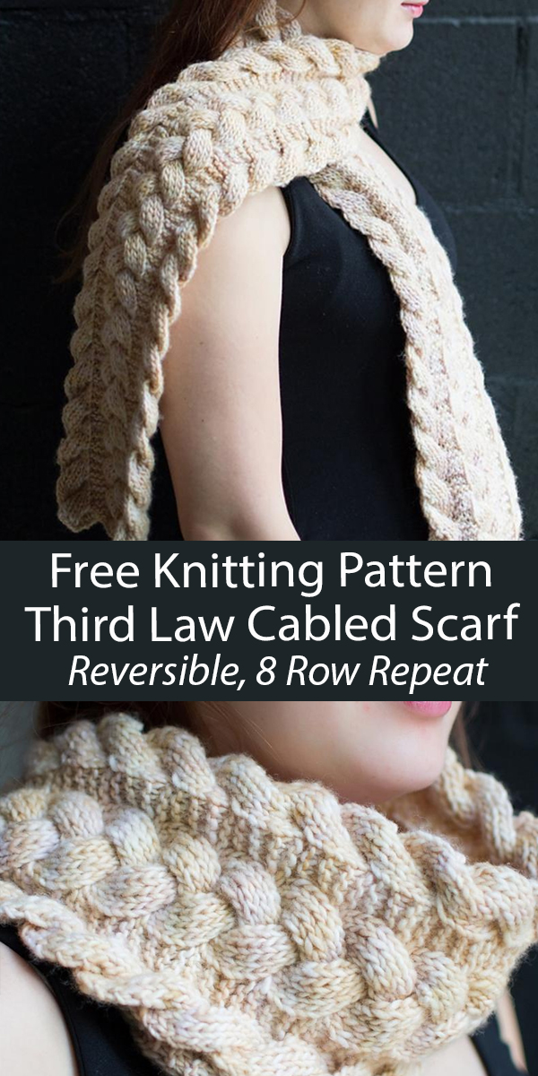 Free Knitting Pattern for Reversible Third Law Scarf