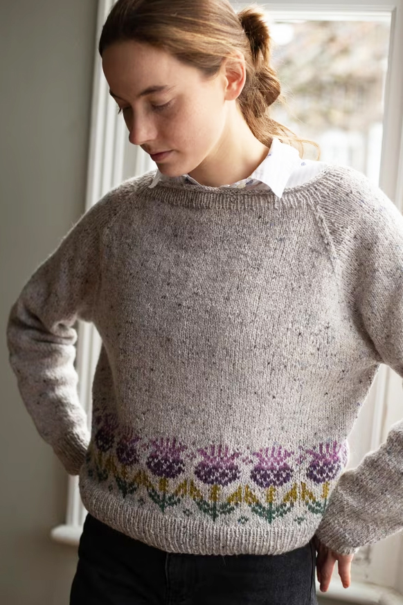 Thistle Border Sweater Knitting Pattern