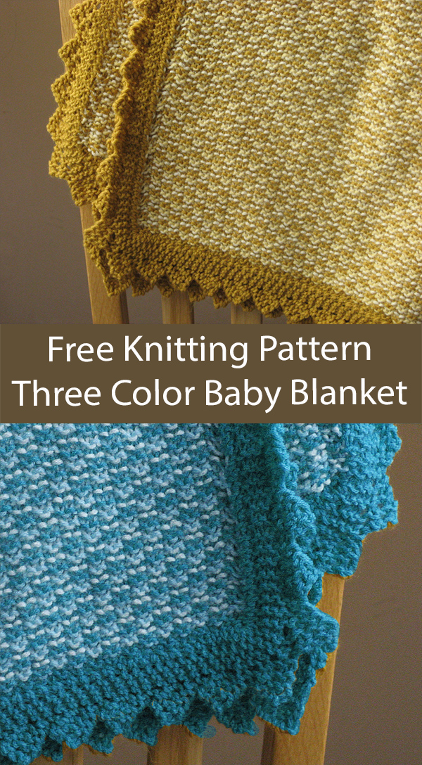 Free Knitting Pattern Three Color Baby Blanket