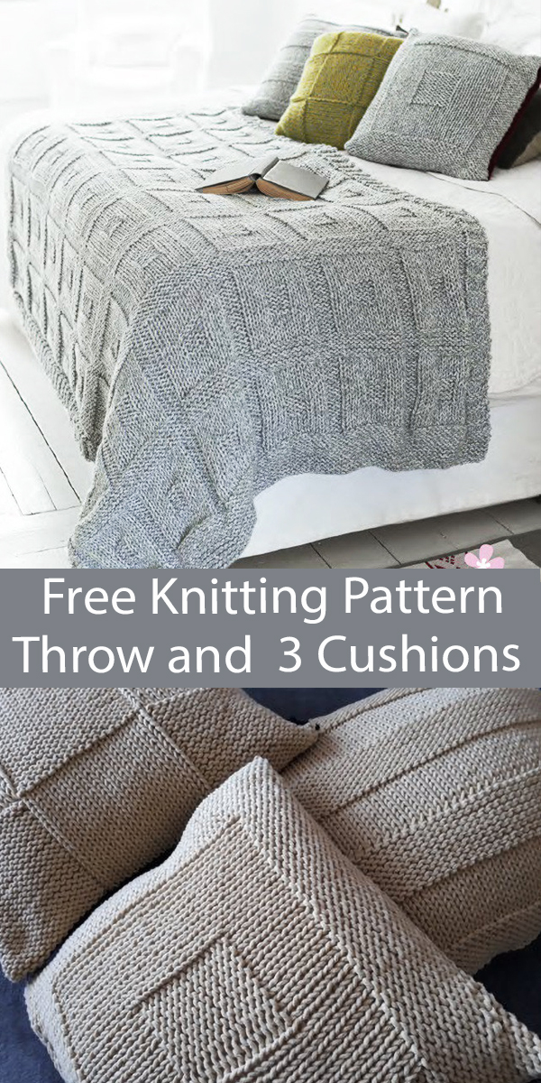 Free Blanket Set Knitting Pattern Throw and Cushions
