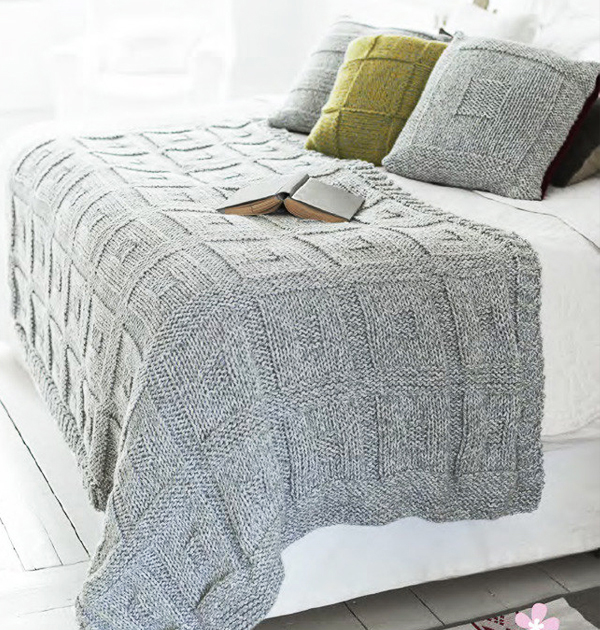 Free Blanket Set Knitting Pattern Throw and Cushions