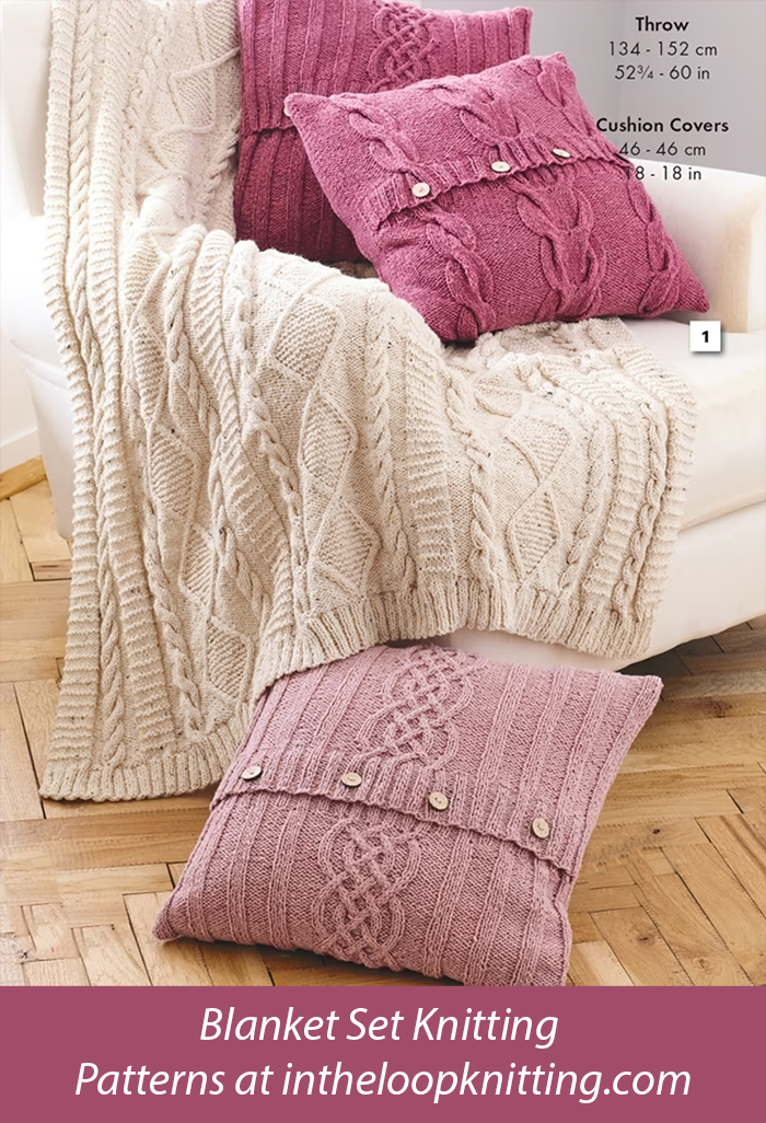 Cable Throw Blanket and Cushion Covers Knitting Patterns