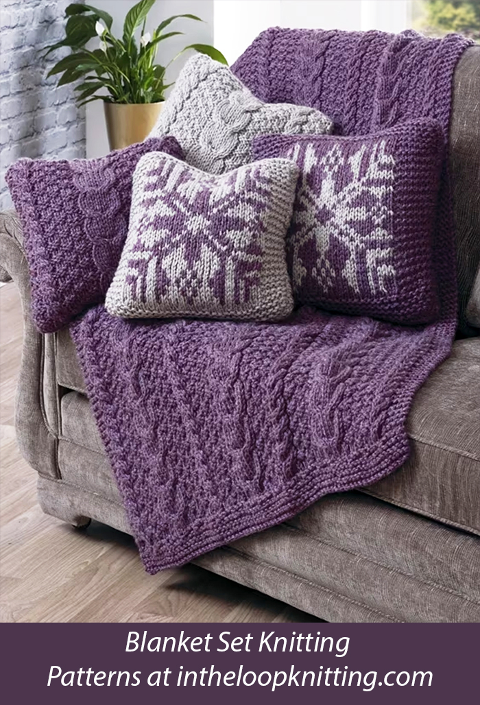 Cable Throw and Reversible Cushion Covers Knitting Patterns