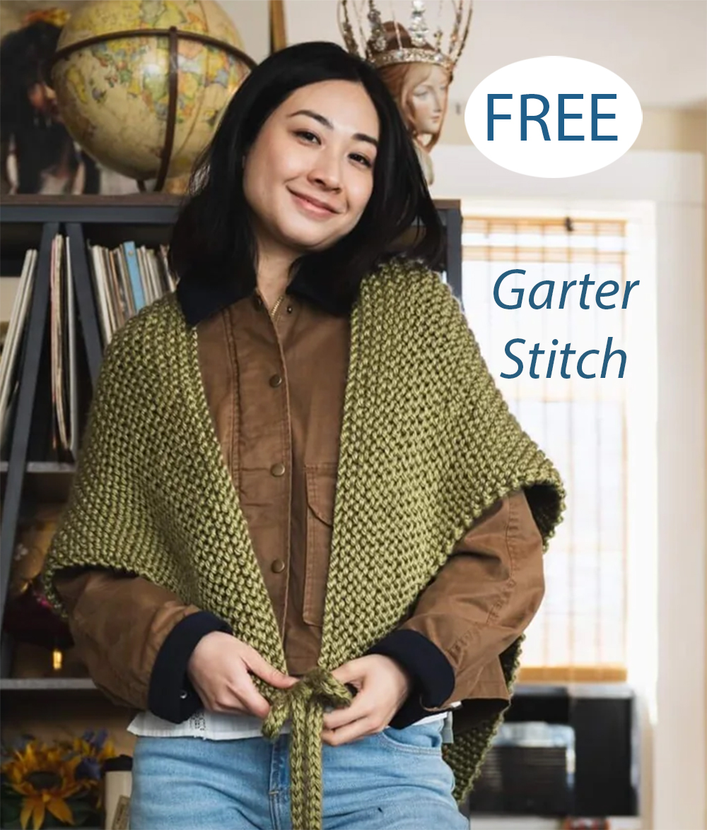 Free Tied Wrap Shawl  Knitting Pattern
