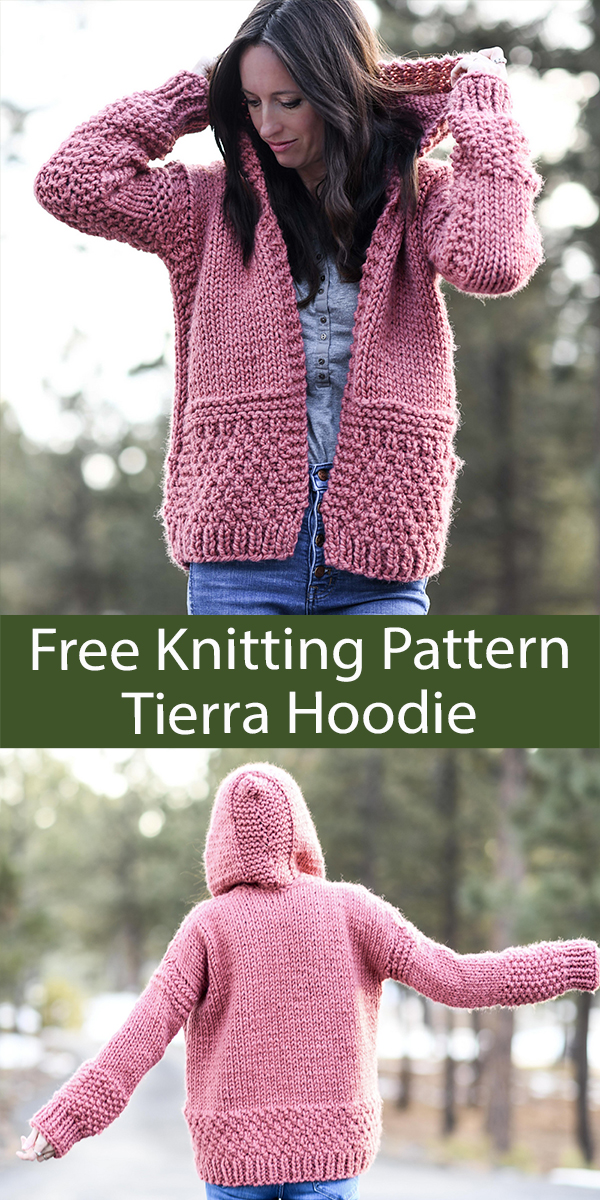 Free Hoodie Knitting Pattern Tierra Stitchy Knit Hooded Sweater
