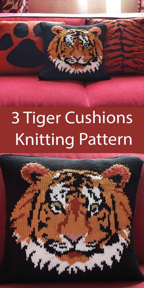 Tiger Knitting Pattern for Tiger Cushions 