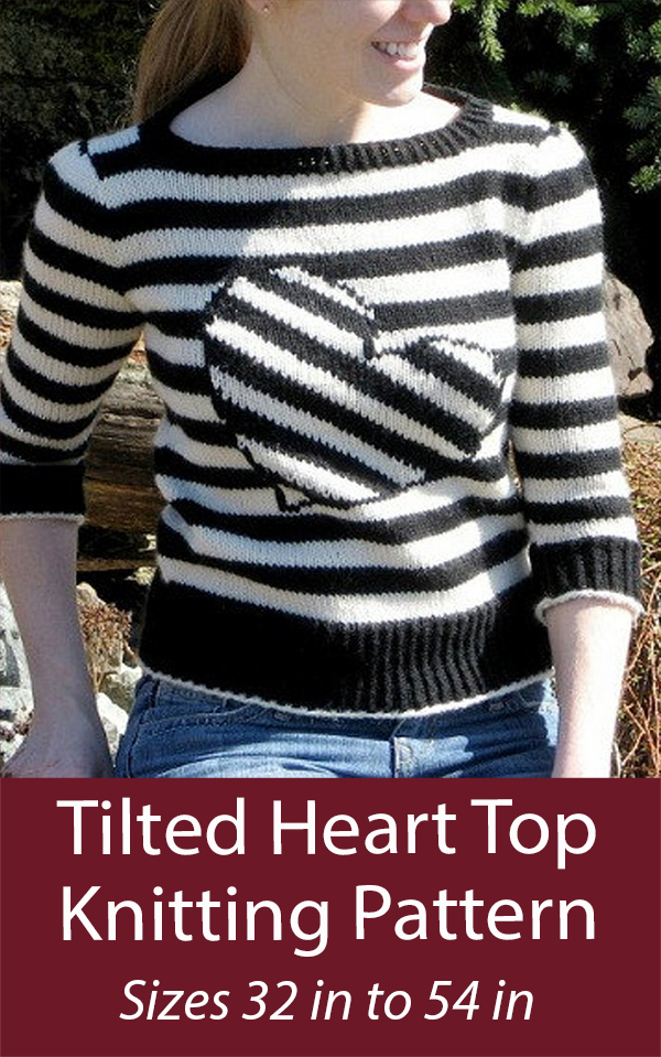 Sweater Knitting Pattern Tilted Heart Top