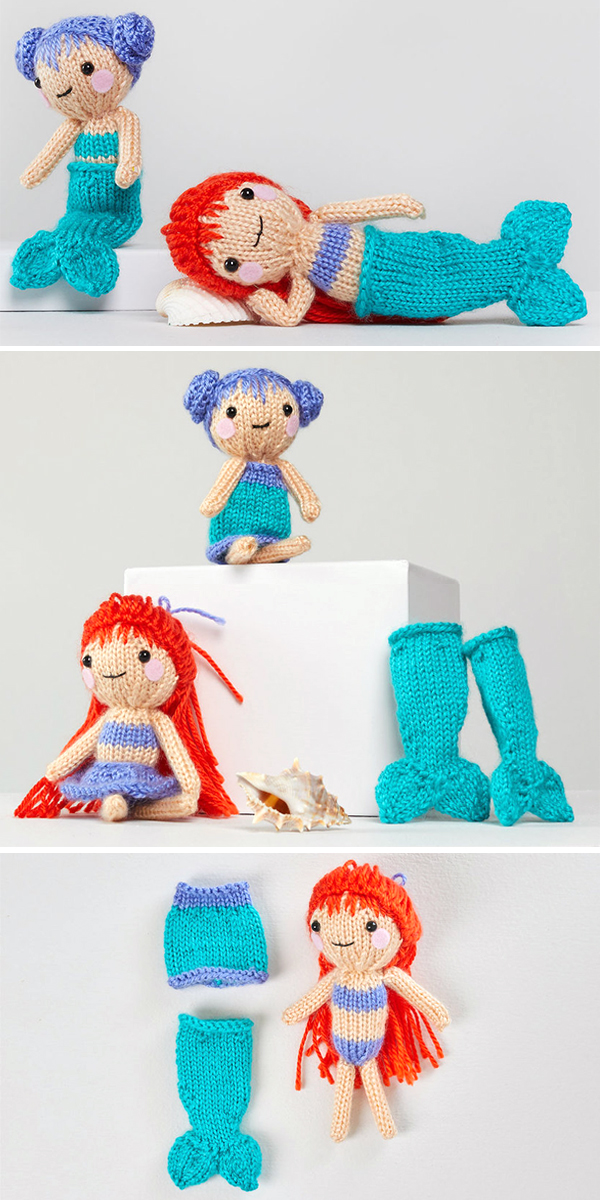 Free Knitting Pattern for Tina & Nina Mermaids