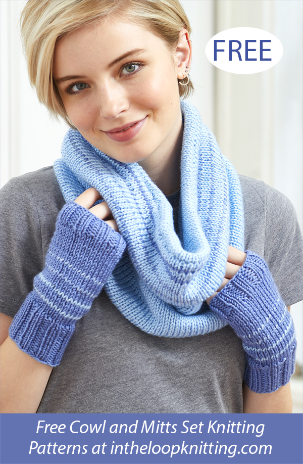 Tiny Stripes Cowl and Mitts Knitting Pattern Set