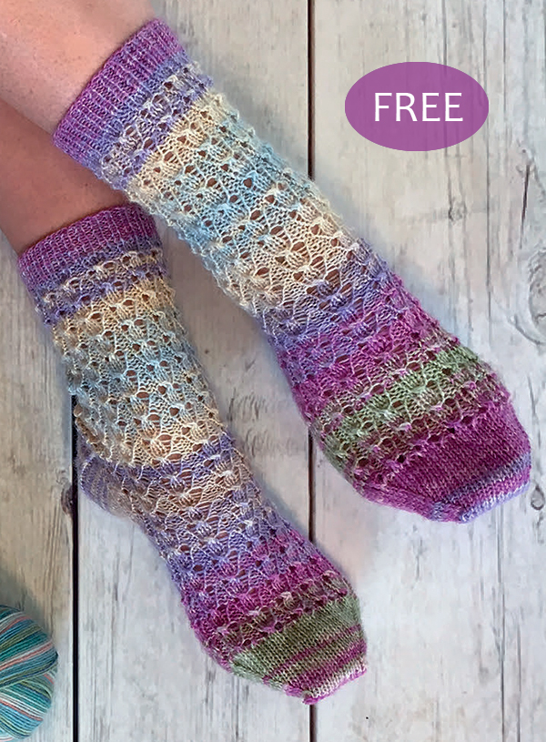 Free Knitting Pattern for 6-Row Repeat Tiptoe Tulip Socks