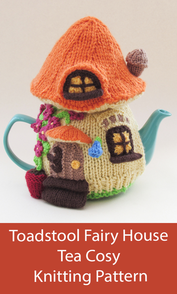 Toadstool Fairy House Tea Cosy Knitting Pattern