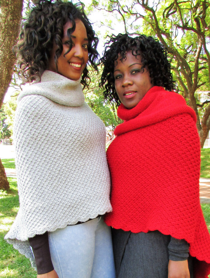 Knitting Pattern for Toasty Asymmetrical Knitted Poncho With Cowl Collar