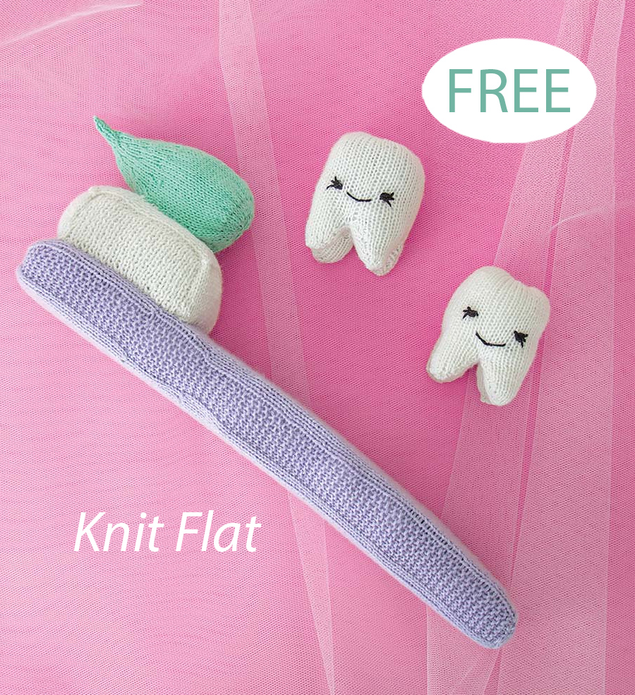 Tooth and Toothbrush Set Knitting Pattern