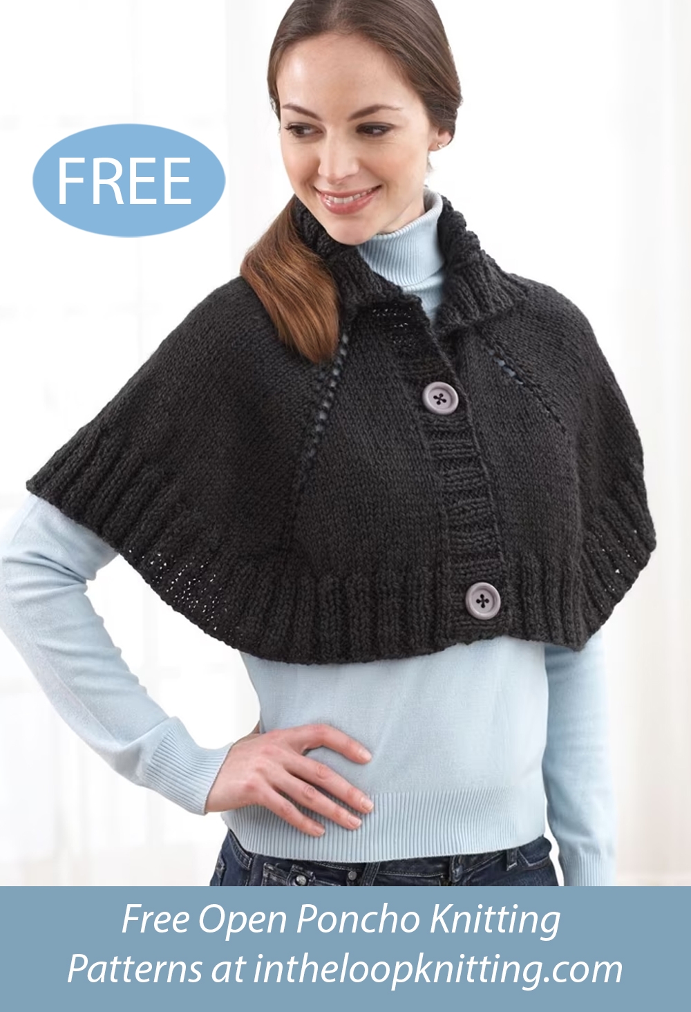 Free Top Down Button Front Capelet Knitting Pattern