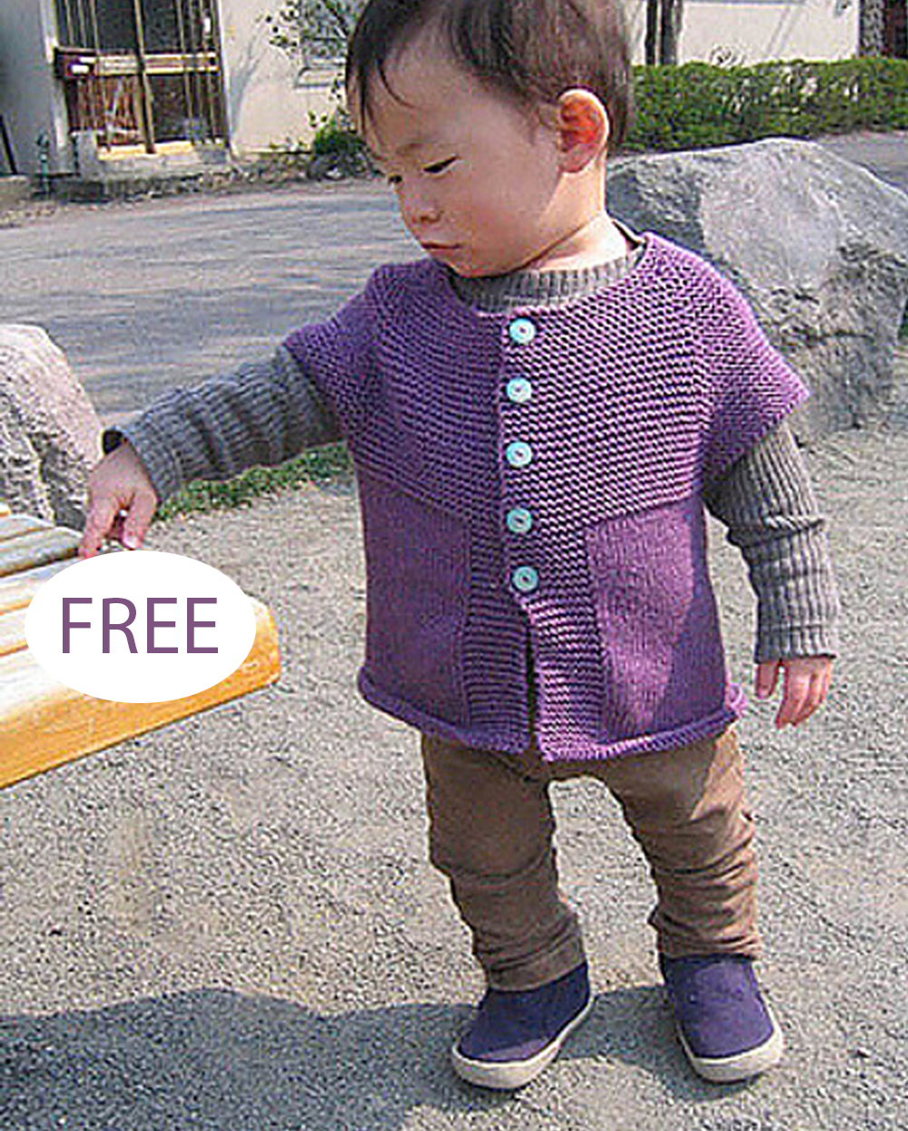 Free Top Down Garter Stitch Yoke Vest Cardigan Knitting Pattern