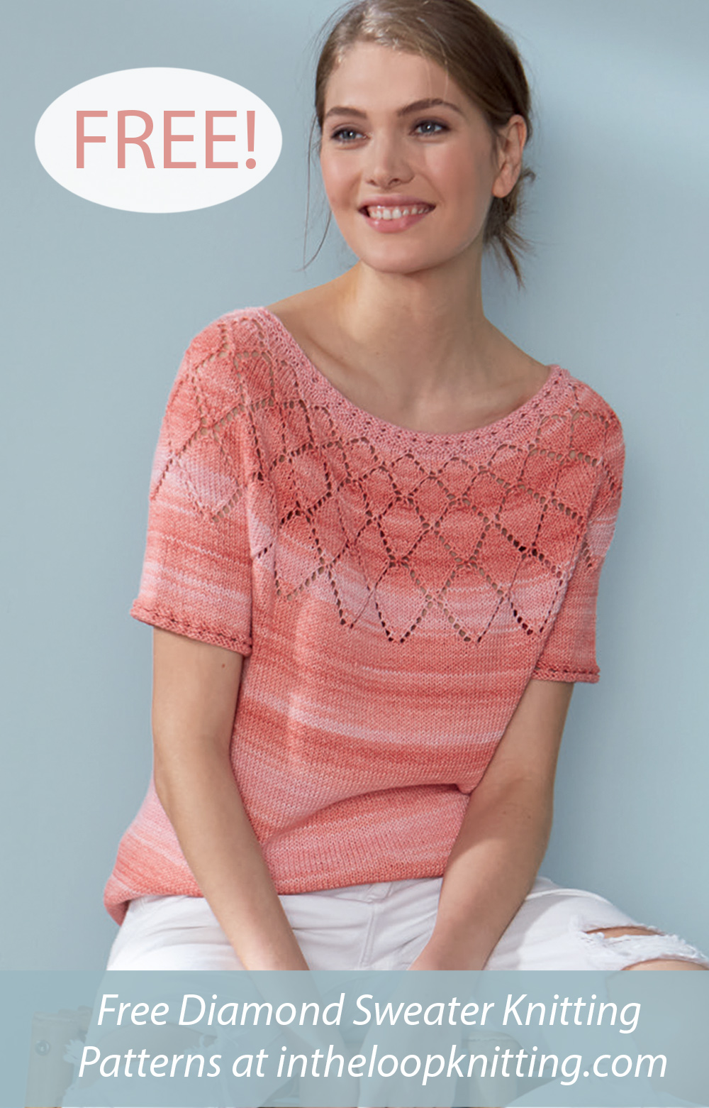 Free Women's Sweater Knitting Pattern Lace Top Down Shirt S10220