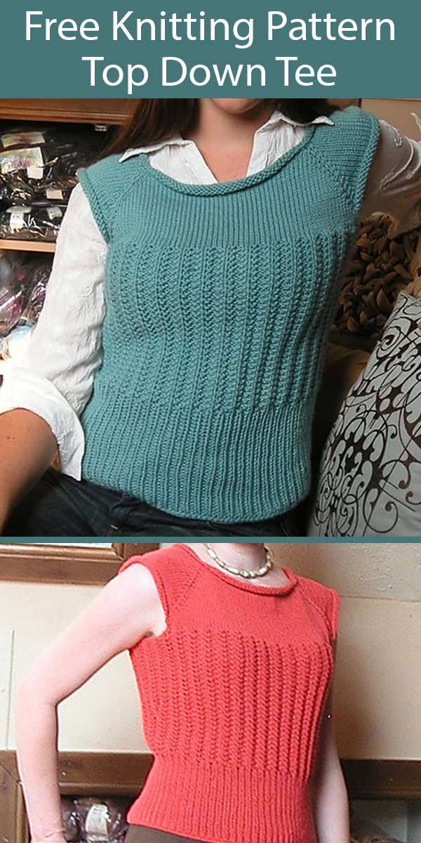 Free Knitting Pattern for Top Down Tee