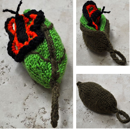 Knitting Pattern for Topsy Turvy Chrysalis to Butterfly Toy