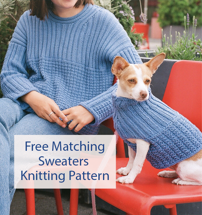 Free Knitting Pattern for Modernist Dog Sweater and Human's Hat