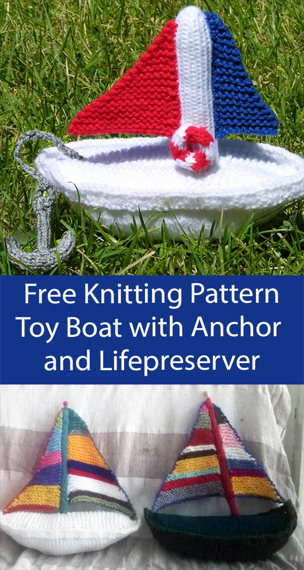 Free Toy Boat Knitting Pattern Sail Boat with Anchor and Lifepreserver