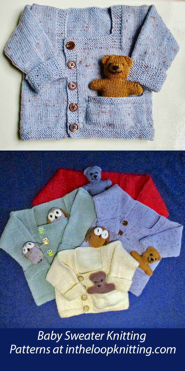 Baby Cardigan with Pocket Toy Knitting Pattern 