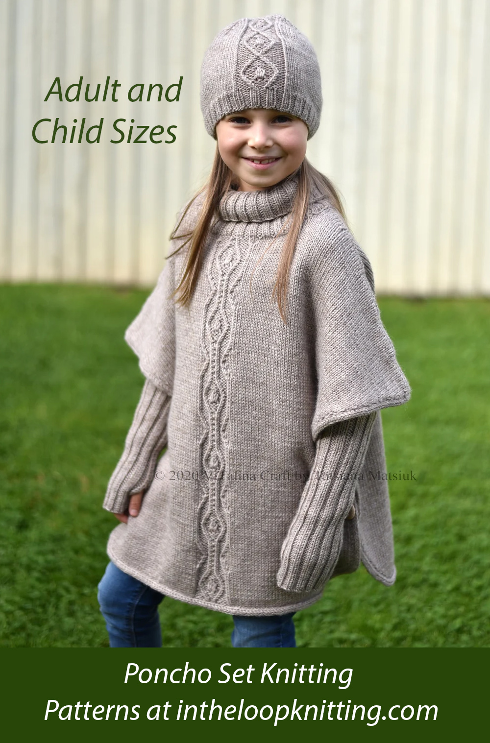 Transformer Poncho and Hat Set Child and Adult sizes Knitting Pattern